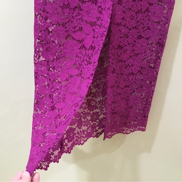 Zara midi skirt lace overlay purple hi rise size Xs Womens new - Picture 8 of 8